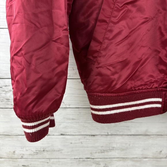 Arkansas Razorbacks Starter Jacket Mens Medium Red Satin Bomber NCAA SEC - Picture 3 of 14